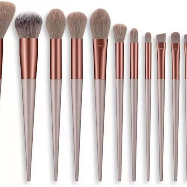 Professional 13-Piece Makeup Brush Set – Eyeshadow, Blush, Foundation, Eyeliner Brushes (Brown Makeup Brush Set